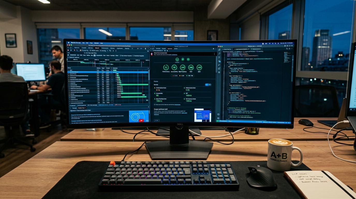 Auditoría técnica de Core Web Vitals en pantallas de diagnóstico