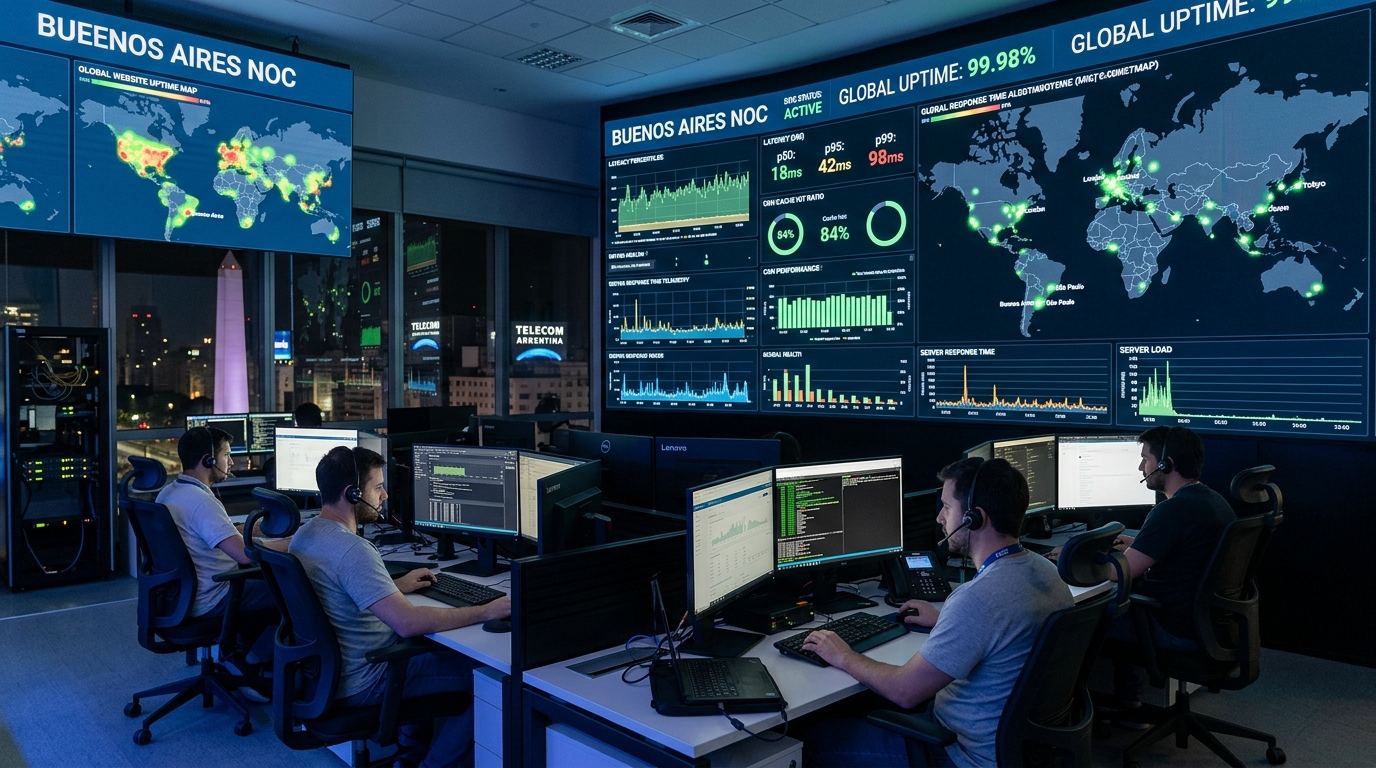 Centro de operaciones de red y monitoreo continuo de WebsitesIQ en Buenos Aires